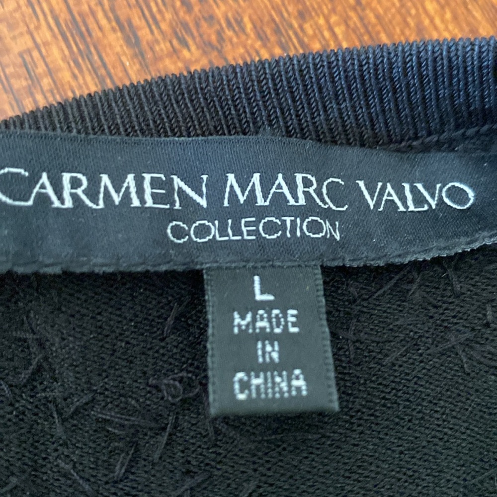 CARMEN MARC VALVO Black Embellished Tank Top and sweater twin set beaded - Picture 3 of 8